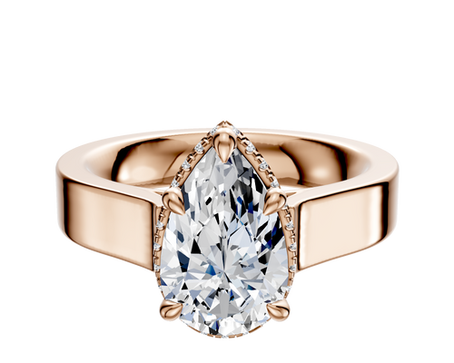 18K Rose Gold 4 Prong Collar Cathedral Flat 4.0mm Engagement Ring