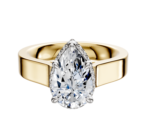 14K Two Tone 4 Prong Collar Cathedral Flat 4.0mm Engagement Ring