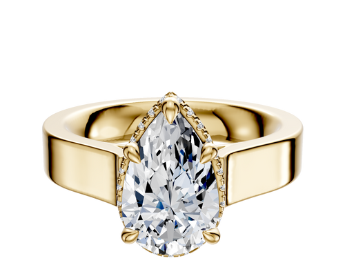 18K Yellow Gold 4 Prong Collar Cathedral Flat 4.0mm Engagement Ring