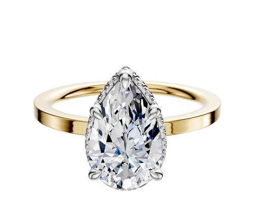 14K Two Tone 4 Prong Collar Classic Flat 1.5mm Engagement Ring