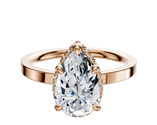 18K Rose Gold 4 Prong Collar Classic Flat 2.0mm Engagement Ring