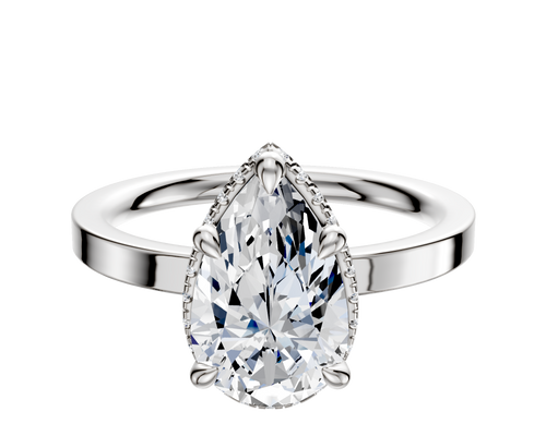 14K White Gold 4 Prong Collar Classic Flat 2.0mm Engagement Ring