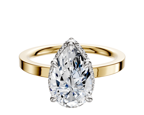 14K Two Tone 4 Prong Collar Classic Flat 2.0mm Engagement Ring