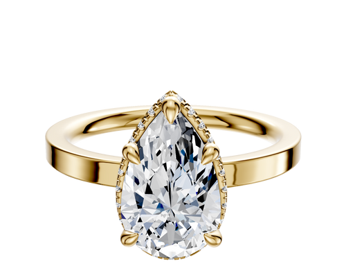 18K Yellow Gold 4 Prong Collar Classic Flat 2.0mm Engagement Ring