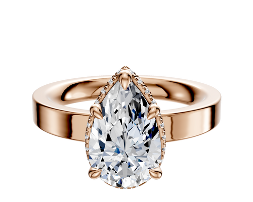 18K Rose Gold 4 Prong Collar Classic Flat 3.0mm Engagement Ring