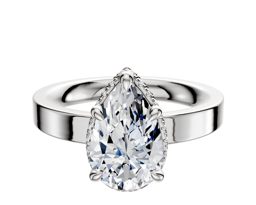 14K White Gold 4 Prong Collar Classic Flat 3.0mm Engagement Ring