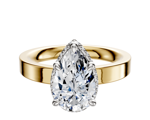 14K Two Tone 4 Prong Collar Classic Flat 3.0mm Engagement Ring