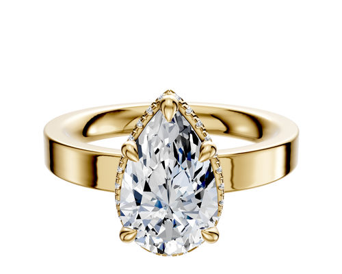 18K Yellow Gold 4 Prong Collar Classic Flat 3.0mm Engagement Ring