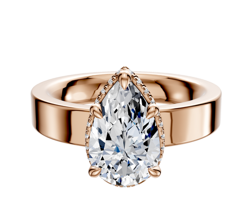 18K Rose Gold 4 Prong Collar Classic Flat 4.0mm Engagement Ring