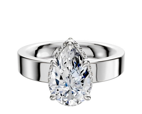 18K White Gold 4 Prong Collar Classic Flat 4.0mm Engagement Ring