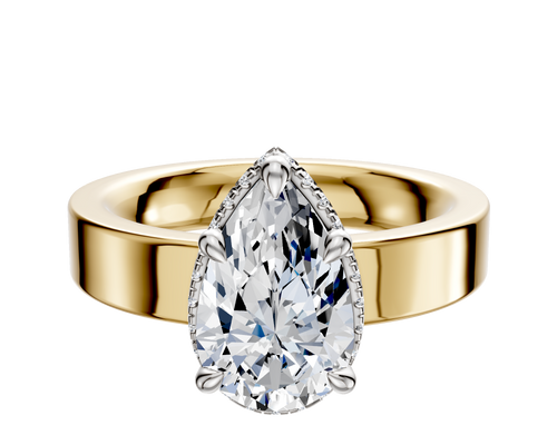 14K Two Tone 4 Prong Collar Classic Flat 4.0mm Engagement Ring