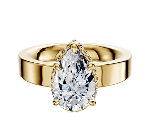 18K Yellow Gold 4 Prong Collar Classic Flat 4.0mm Engagement Ring