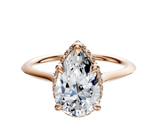 18K Rose Gold 4 Prong Collar Cathedral Knife Edge 1.5mm Engagement Ring