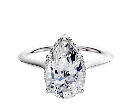 14K White Gold 4 Prong Collar Cathedral Knife Edge 1.5mm Engagement Ring