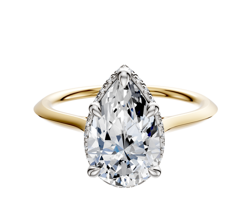 14K Two Tone 4 Prong Collar Cathedral Knife Edge 1.5mm Engagement Ring