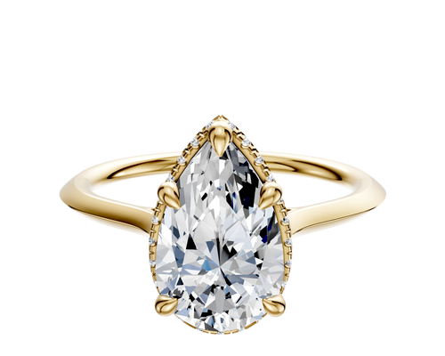 18K Yellow Gold 4 Prong Collar Cathedral Knife Edge 1.5mm Engagement Ring