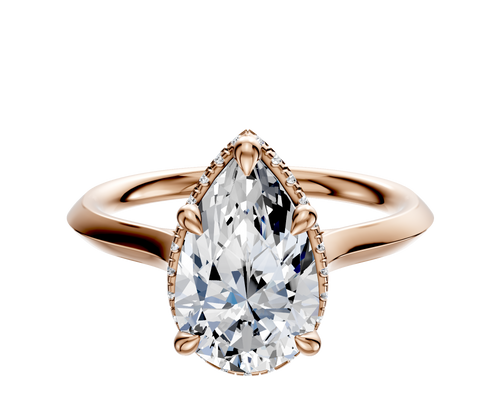 18K Rose Gold 4 Prong Collar Cathedral Knife Edge 2.0mm Engagement Ring