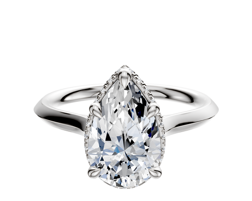 Platinum 4 Prong Collar Cathedral Knife Edge 2.0mm Engagement Ring