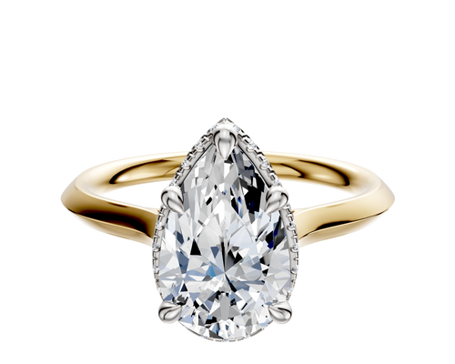 14K Two Tone 4 Prong Collar Cathedral Knife Edge 2.0mm Engagement Ring