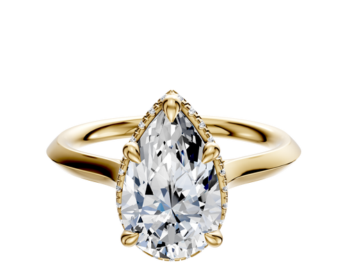 18K Yellow Gold 4 Prong Collar Cathedral Knife Edge 2.0mm Engagement Ring
