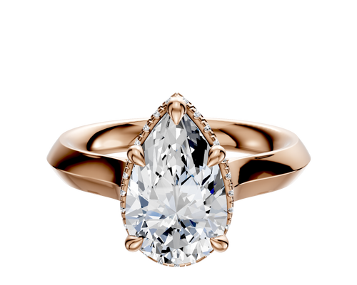 18K Rose Gold 4 Prong Collar Cathedral Knife Edge 3.0mm Engagement Ring