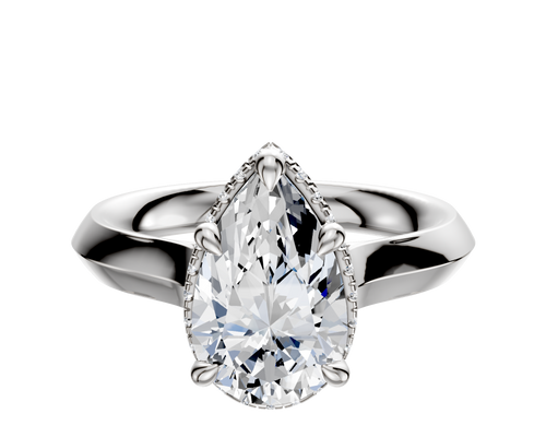14K White Gold 4 Prong Collar Cathedral Knife Edge 3.0mm Engagement Ring