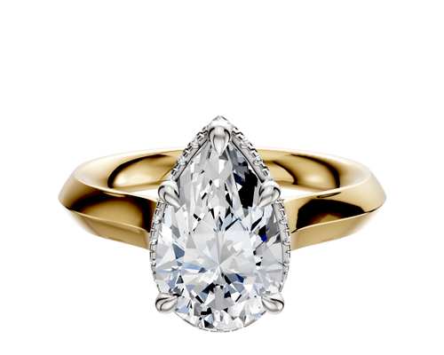 14K Two Tone 4 Prong Collar Cathedral Knife Edge 3.0mm Engagement Ring