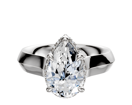 14K White Gold 4 Prong Collar Cathedral Knife Edge 4.0mm Engagement Ring