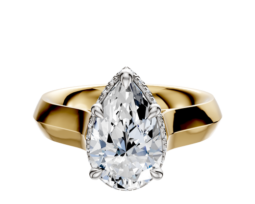18K Two Tone 4 Prong Collar Cathedral Knife Edge 4.0mm Engagement Ring