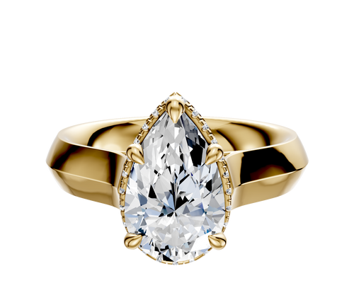 18K Yellow Gold 4 Prong Collar Cathedral Knife Edge 4.0mm Engagement Ring