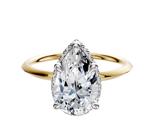 18K Two Tone 4 Prong Collar Classic Knife Edge 1.5mm Engagement Ring