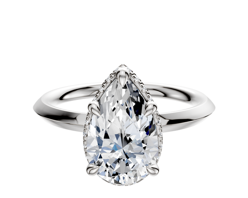 18K White Gold 4 Prong Collar Classic Knife Edge 2.0mm Engagement Ring