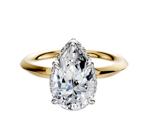 18K Two Tone 4 Prong Collar Classic Knife Edge 2.0mm Engagement Ring