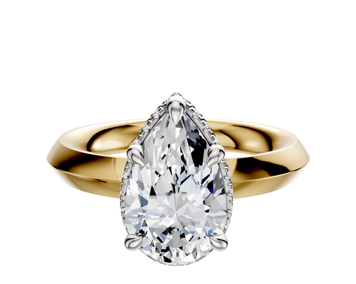 18K Two Tone 4 Prong Collar Classic Knife Edge 3.0mm Engagement Ring