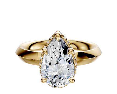 18K Yellow Gold 4 Prong Collar Classic Knife Edge 3.0mm Engagement Ring