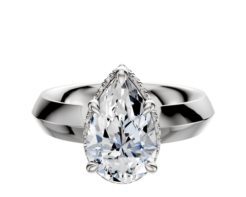 14K White Gold 4 Prong Collar Classic Knife Edge 4.0mm Engagement Ring