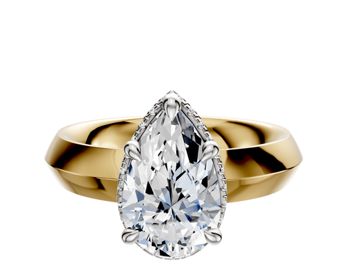 14K Two Tone 4 Prong Collar Classic Knife Edge 4.0mm Engagement Ring