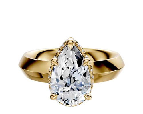 18K Yellow Gold 4 Prong Collar Classic Knife Edge 4.0mm Engagement Ring