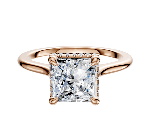 18K Rose Gold 4 Prong Collar Cathedral Dome 1.5mm Engagement Ring