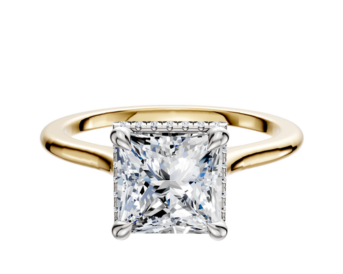 18K Two Tone 4 Prong Collar Cathedral Dome 1.5mm Engagement Ring