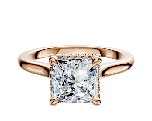 18K Rose Gold 4 Prong Collar Cathedral Dome 2.0mm Engagement Ring