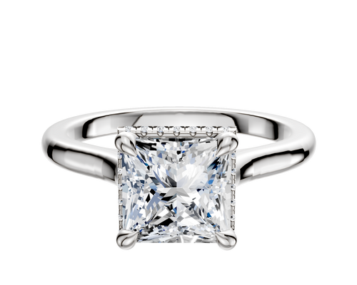 Platinum 4 Prong Collar Cathedral Dome 2.0mm Engagement Ring