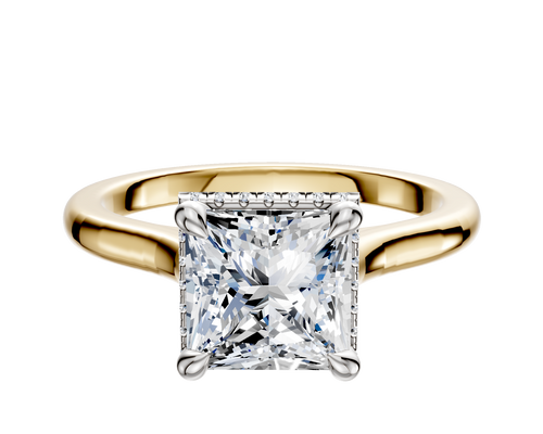 14K Two Tone 4 Prong Collar Cathedral Dome 2.0mm Engagement Ring