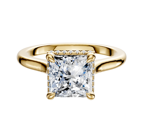 14K Yellow Gold 4 Prong Collar Cathedral Dome 2.0mm Engagement Ring
