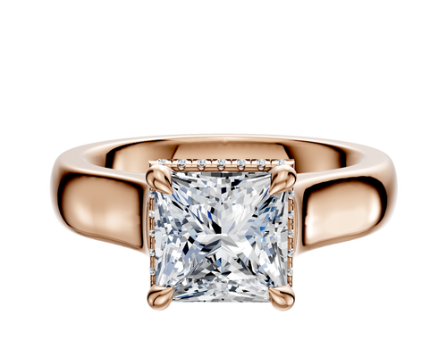 18K Rose Gold 4 Prong Collar Cathedral Dome 4.0mm Engagement Ring