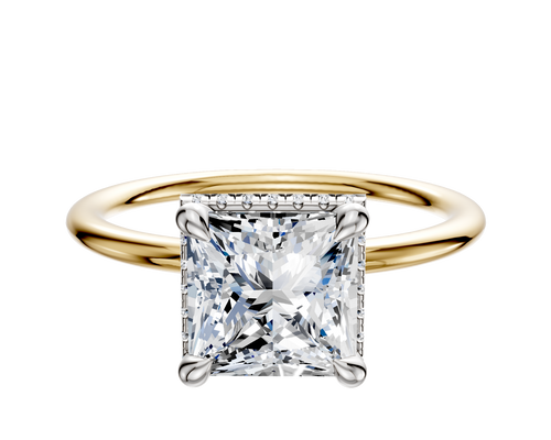 14K Two Tone 4 Prong Collar Classic Dome 1.5mm Engagement Ring