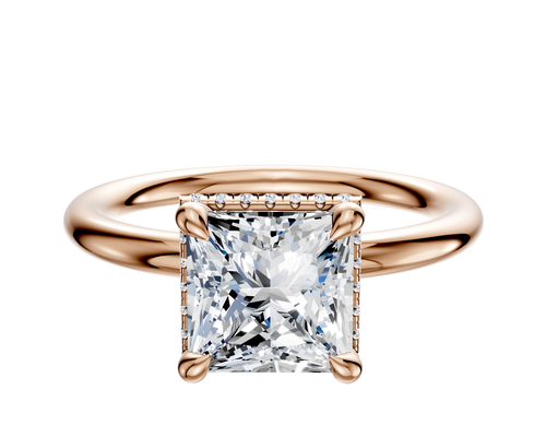 18K Rose Gold 4 Prong Collar Classic Dome 2.0mm Engagement Ring