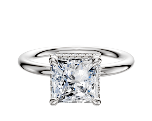18K White Gold 4 Prong Collar Classic Dome 2.0mm Engagement Ring