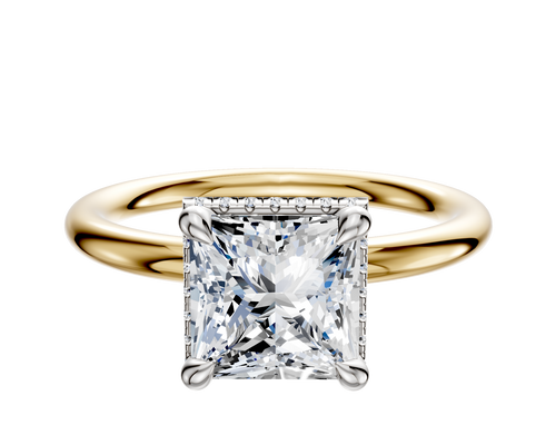 14K Two Tone 4 Prong Collar Classic Dome 2.0mm Engagement Ring
