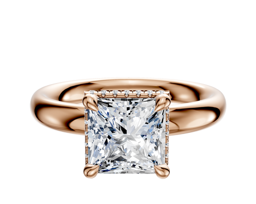 18K Rose Gold 4 Prong Collar Classic Dome 3.0mm Engagement Ring